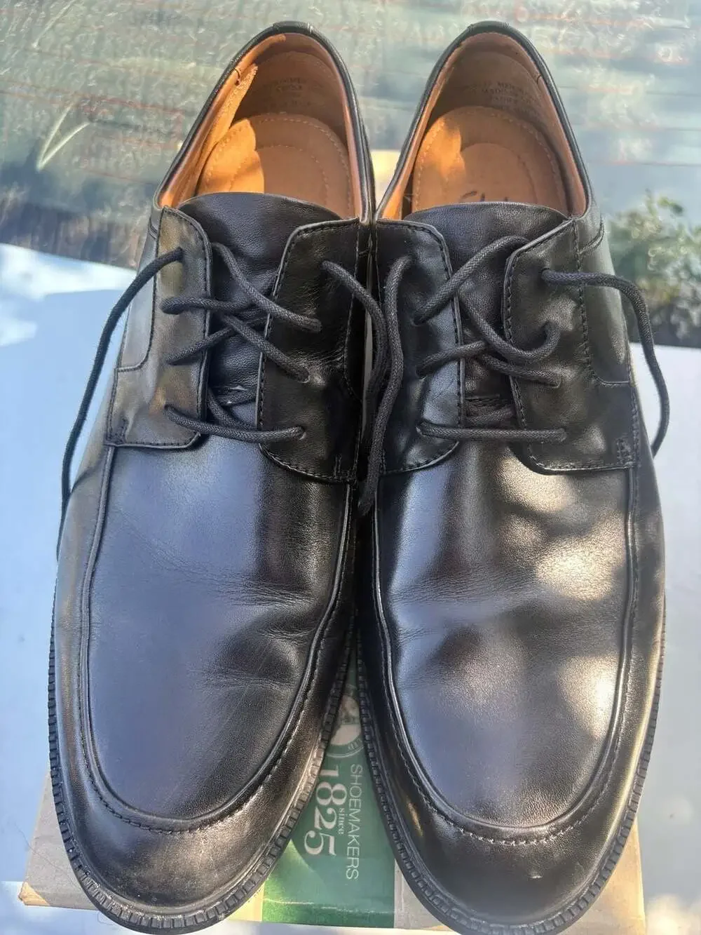 Clarks Bilton Walk Men's Black Leather Apron Toe Lace-Up Dress Shoes